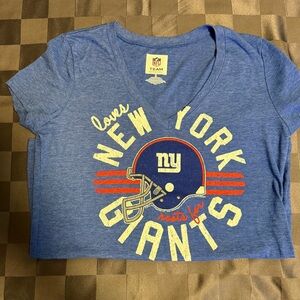 NEW YORK GIANTS  Womens T-Shirt NFL‎ Team Apparel  Cotton Blue V-Neck Size Small